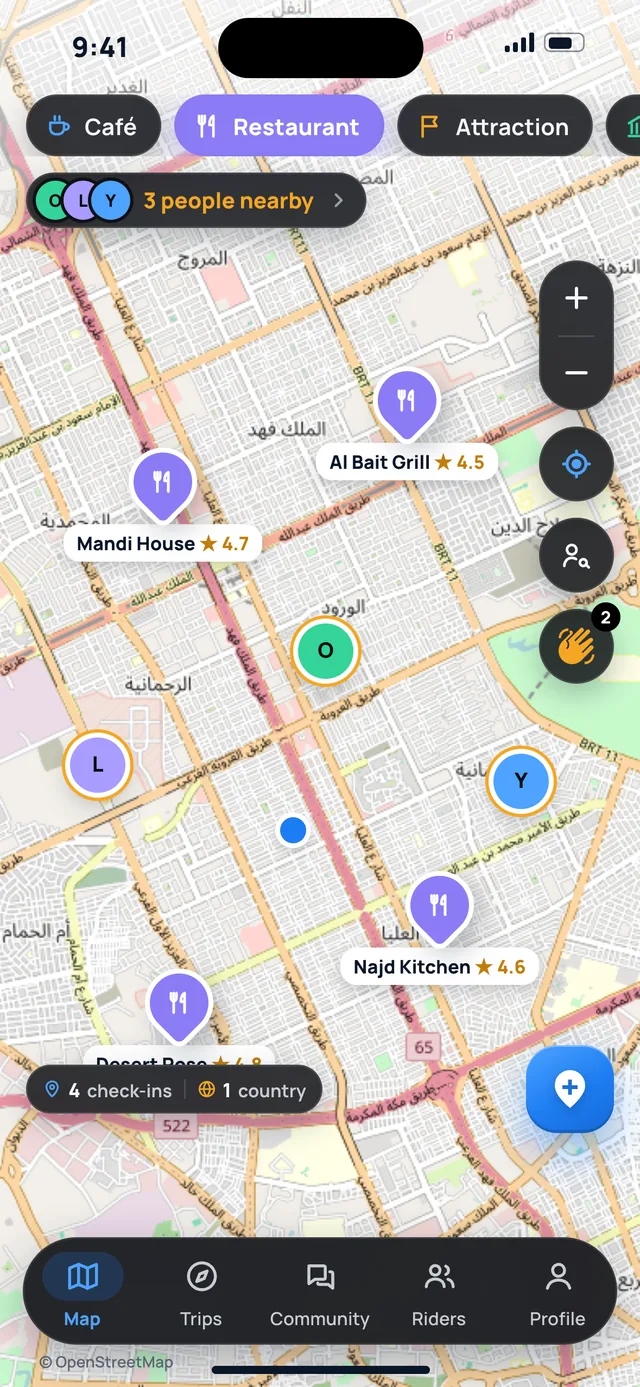 WaTrips app screen