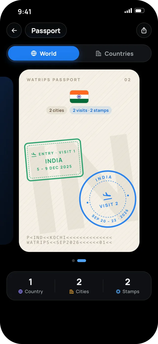 WaTrips app screen
